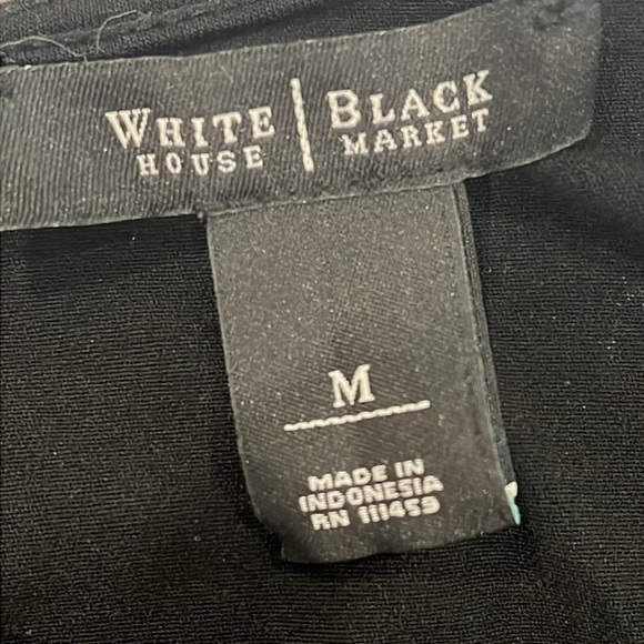 WHBM Black 3/4 Sleeve Embellished Soft Stretch Knit Reversible Pullover Top - M - Picture 8 of 12